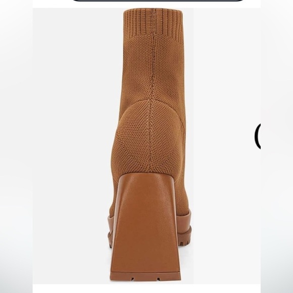 NEW Sock Boots Platform Chunky Heel Booties Square Toe Slip size 8 - Picture 6 of 7